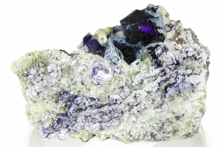 Purple Cubic Fluorite Crystals on Muscovite - Yaogangxian Mine #364573